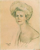 Portrait of T.F. Davydova, 1912, kustodiev