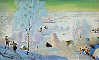 Skiers, 1919, kustodiev