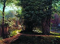Landscape with trees, houses and river, 1878, lagorio