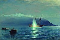 Sinking  the Turkish steamer -Intibach- by boats of ship -Grand Duke Constantine- in the Batumi raid on the night of January 14, 1878, 1880, lagorio