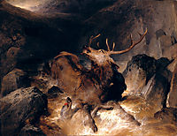 Deer and Deer Hounds in a Mountain Torrent, 1832, landseer
