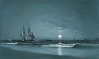 Entrance to harbor, Moonlight, 1881, larson