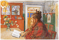 Karin reading, 1904, larsson