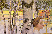 Lisbeth at the birch grove, 1910, larsson