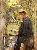 Porträt des Tierarztes Dr. Reindl in der Laube, 1890, leibl