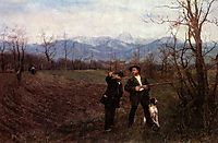 Wilhelm Leibl and Sperl on the hunt, 1895, leibl