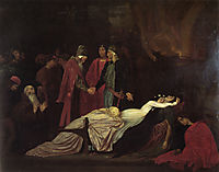 The Reconciliation of the Montagues and Capulets over the Dead Bodies of Romeo and Juliet, 1853-1855, leighton