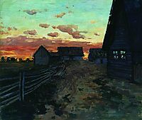 Huts after sunset, 1899, levitan