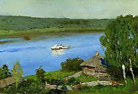 Landscape with a steamboat, c.1888, levitan