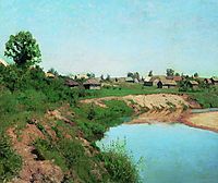 Village at the riverbank, 1883, levitan