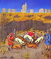 Fascimile of December: Hunting Wild Boar, limbourg