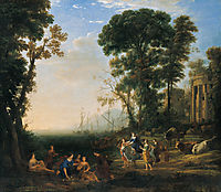 Coast Scene with Europa and the Bull, oil on canvas painting by Claude Lorrain, 1634, , 1634, lorrain