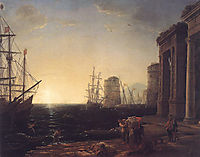 Harbour Scene at Sunset, 1643, lorrain