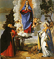 Asolo Altarpiece, main panel: Scene of the Assumption with St. Anthony the Abbot and St. Louis of Toulouse, 1506, lotto
