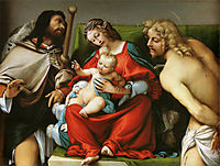 Madonna with St. Roch and St. Sebastian, c.1522, lotto