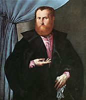 Portrait of a Man in Black Silk Cloak, c.1535, lotto