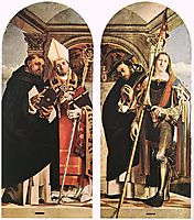 Sts Thomas Aquinas and Flavian, Sts Peter the Martyr and Vitus, 1508, lotto