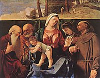 Virgin and Child with Saints Jerome, Peter, Clare and Francis, 1505, lotto