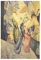 Bright woman in front of a hat store, 1913, macke