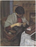 Elisabeth Gerhard sewing, 1909, macke