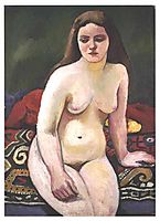 Female nude at a knited carpet, macke