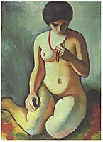 Female nude with corall necklace, 1910, macke