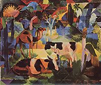 Landscape with Cows and a Camel , macke