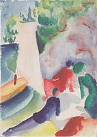 Picnic on the beach, 1913, macke