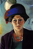 Portrait of the artist-s wife with a hat, 1909, macke