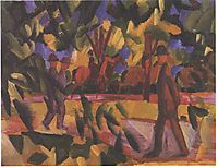 Riders and walkers at a parkway, 1914, macke