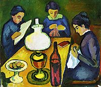 Three Women at the Table by the Lamp, 1912, macke
