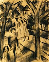 Woman with Child and Girls on a Road, 1913, macke