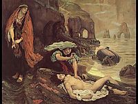 The Finding of Don Juan by Haidee, 1869, madoxbrown