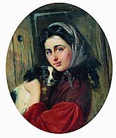 Girl with dog, makovsky