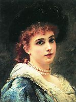 Parisienne in pearl necklace, c.1890, makovsky