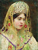 Portrait of the Girl in a Russian Dress, c.1910, makovsky