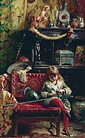 Portrait of the Son in Workshop (Small Antique Dealer), 1882, makovsky