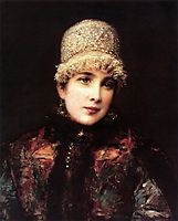 Russian Beauty in Kokoshnik, c.1890, makovsky