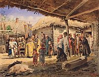 Prayer service at the farm in Ukraine, 1886, makovskyvladimir