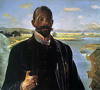 Self-portrait, vistula river behind, malczewski