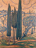  Landscape with cypresses, maleas