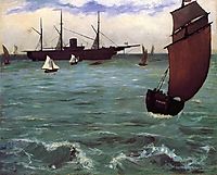 Fishing boat coming in before the wind (The Kearsarge in Boulogne), 1864, manet