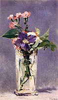 Pinks and Clematis in a Crystal Vase, c.1882, manet