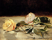 Two roses on a tablecloth, c.1883, manet