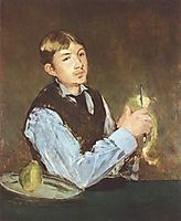 A young man peeling a pear (Portrait Of Leon Leenhoff), 1868, manet