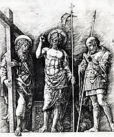 The resurrected Christ between St. Andrew and Longinus, 1475, mantegna