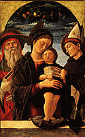 The Virgin and Child with Saint Jerome and Louis of Toulouse, 1455, mantegna