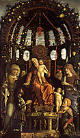 The Virgin of Victory (The Madonna and Child Enthroned with Six Saints and Adored by Gian Francesco II Gonzaga), 1496, mantegna