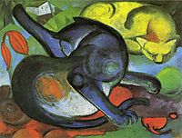 Two Cats, Blue and Yellow, 1912, marcfrantz