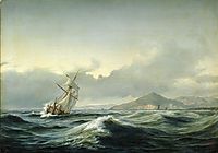 Seascape with sailing ship in rough sea, 1844, melbye